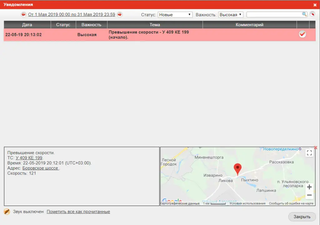 Уведомления о нарушении скоростных режимов Уведомления о нарушении скоростных режимов